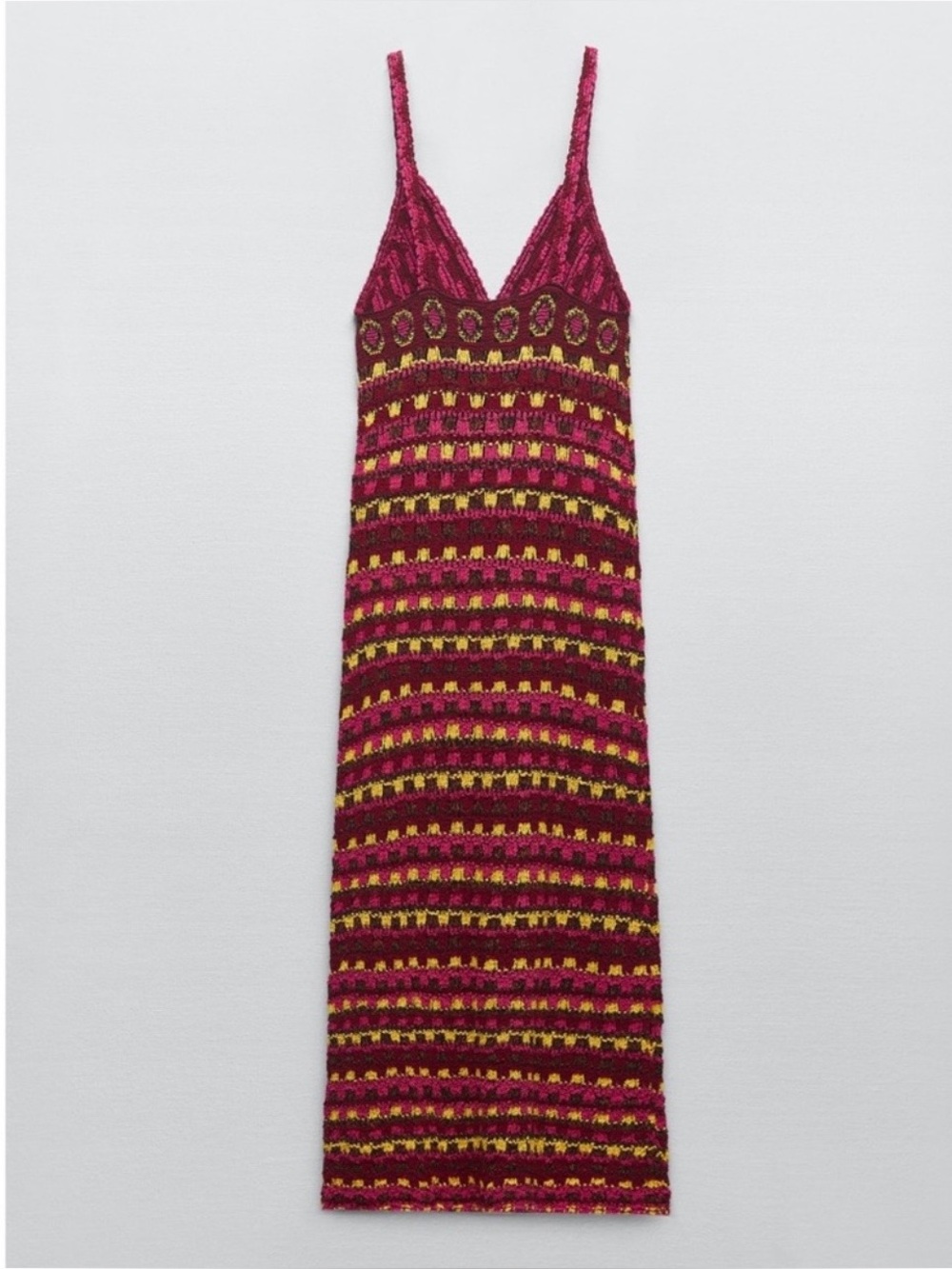 ZARA Crochet Knit Dress Multicolor L - Picture 6 of 12